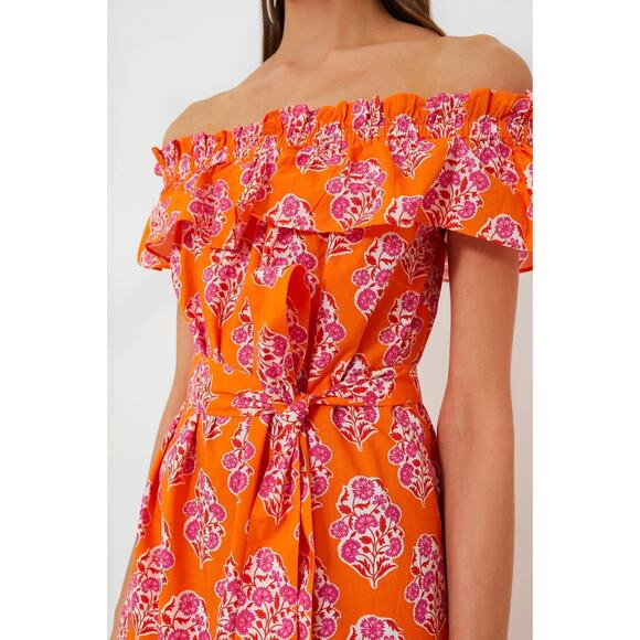 Pink City Prints Tuckernuck Tangerine Buta Print Tallulah Off the Shoulder Dress - Picture 7 of 11